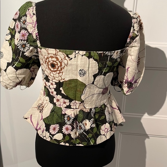 Maje Loflower Cotton Square-Neck Top with Puff Sleeves Size 2 = Size 6 US - Picture 8 of 11